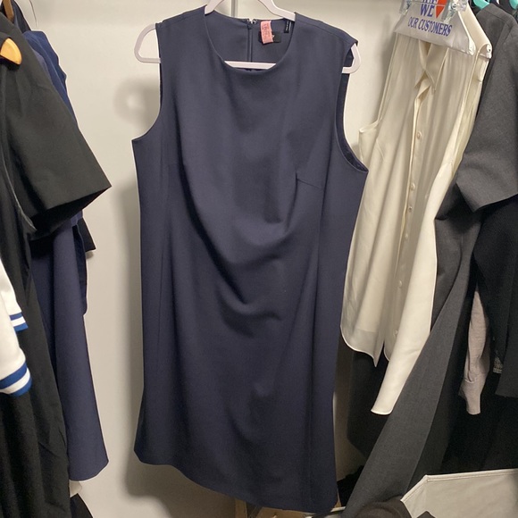 Navy Theory Sleeveless Lined Fitted Dress in Good Wool Size 18 - Picture 2 of 6